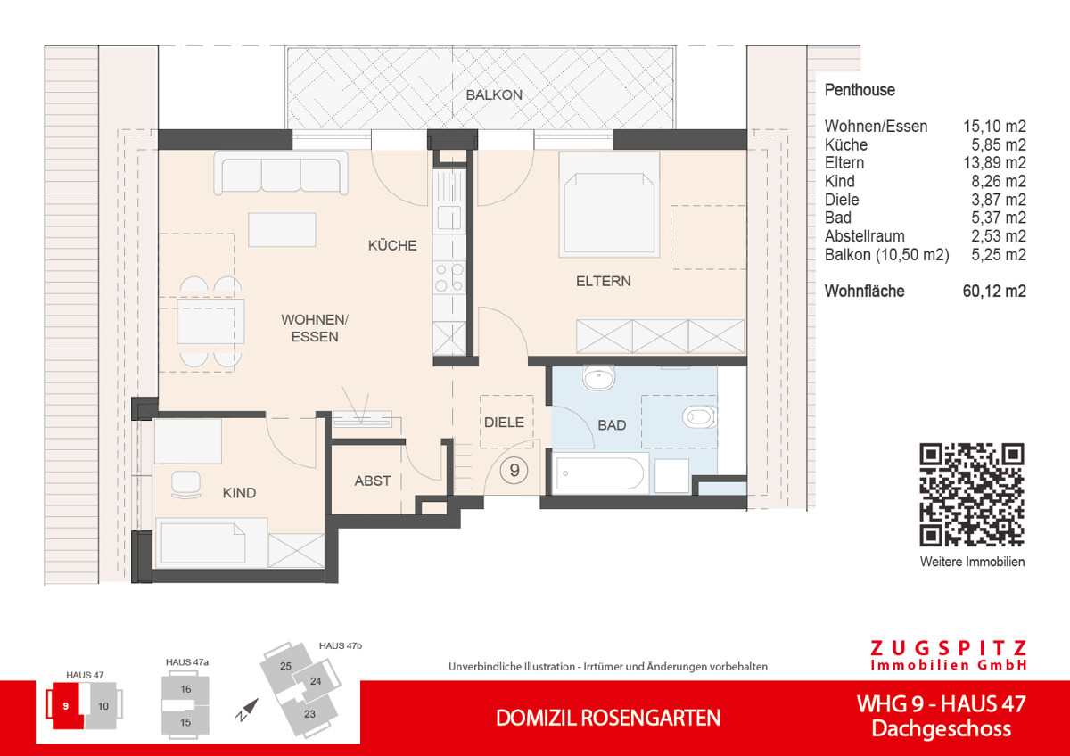 DOMIZIL ROSENGARTEN -3 Zi MIT FERIENWOHNUNG NUTZUNG -WHG09 - WHG-9_2D Grundriss (10440)