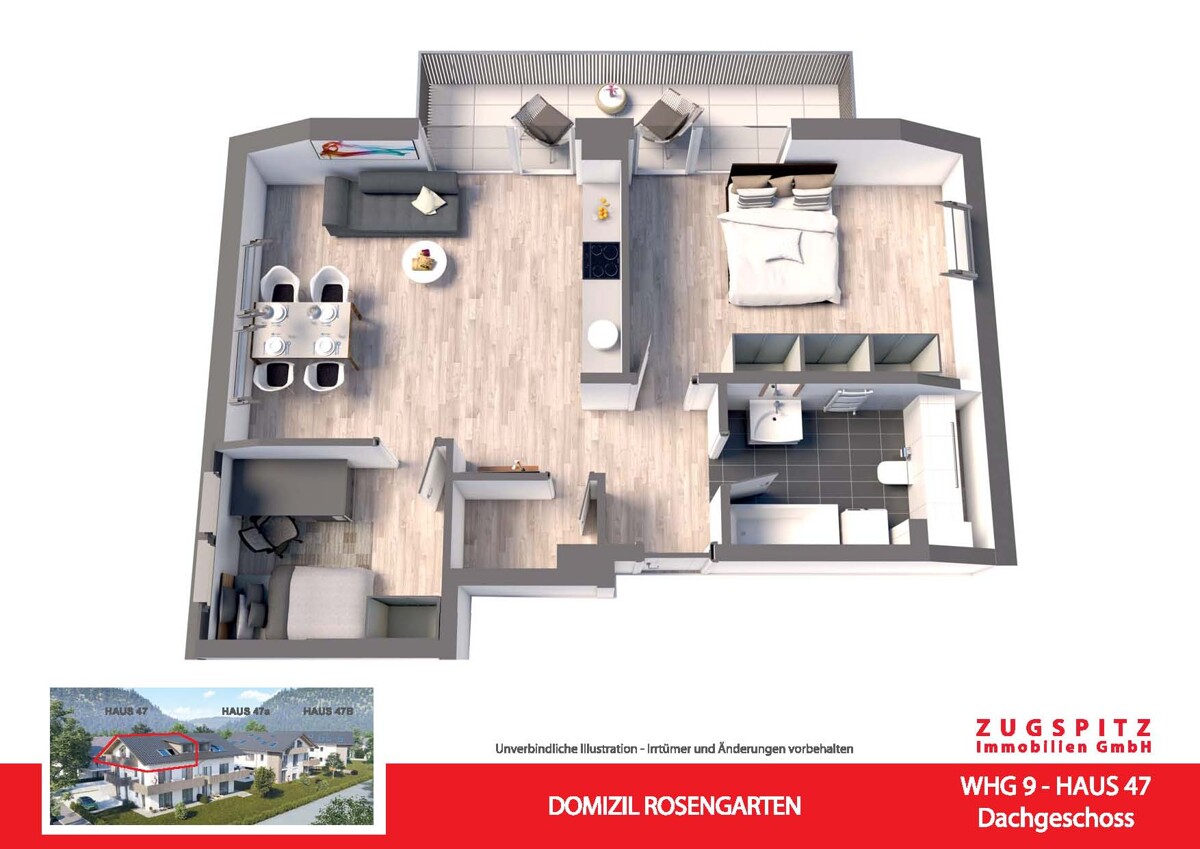 Domizil Rosengarten | 3.Zi. Wohnung mit Balkon | WHG09 - WHG 09 Animation 3D (14853)