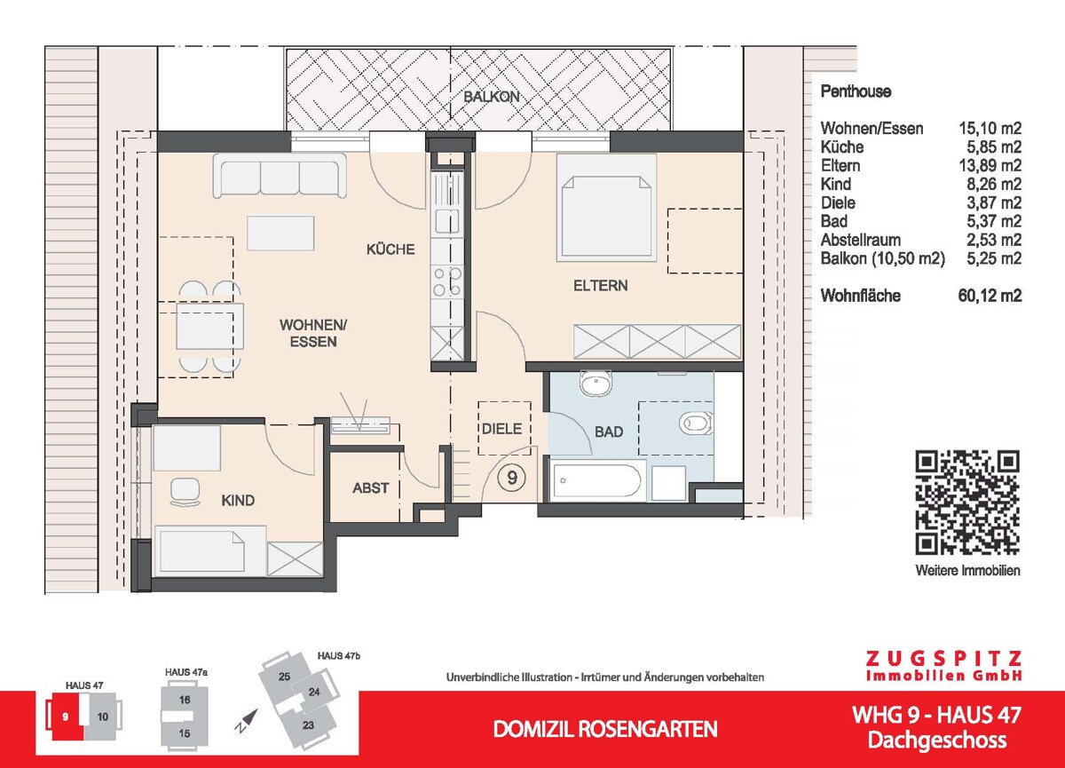 Domizil Rosengarten | 3.Zi. Wohnung mit Balkon | WHG09 - WHG 09 Grundriss 2D (14852)