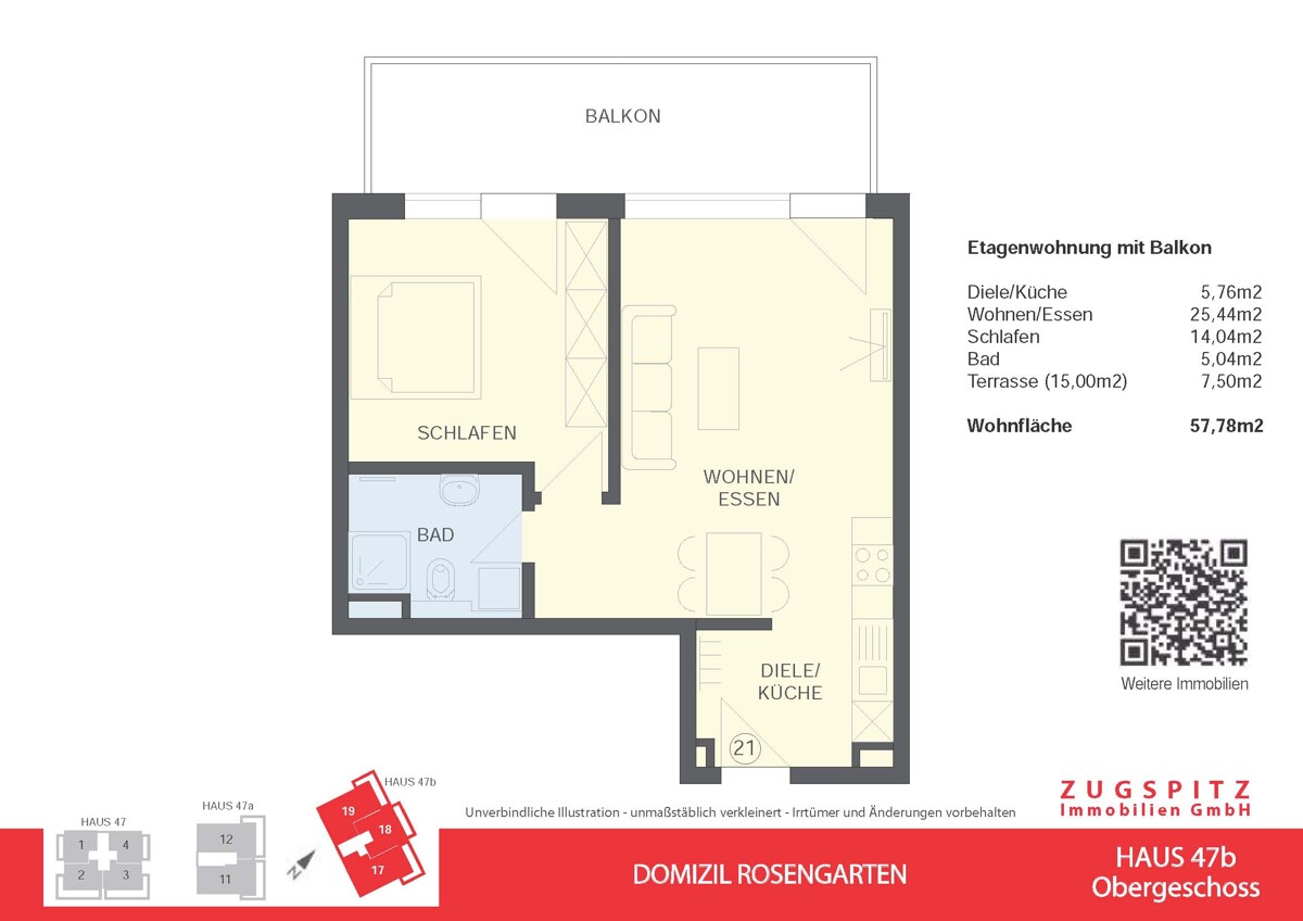 DOMIZIL ROSENGARTEN -2 Zi Wohnung -WHG21 - WHG 21 Grundriss 2D (12915)