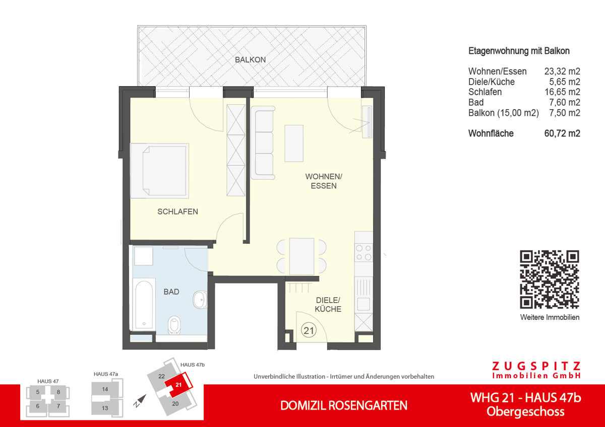 DOMIZIL ROSENGARTEN -2 Zi Wohnung -WHG21 - WHG-21_2D Grundriss (9449)
