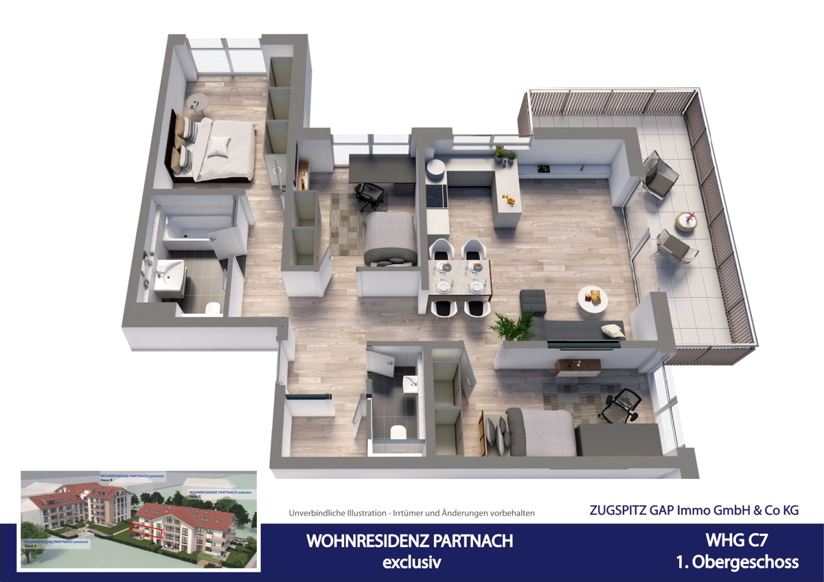 WOHNRESIDENZ PARTNACH - 4 Zi Wohnung - C07 - Animation C07 (10754)