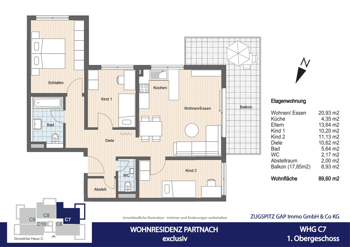 WOHNRESIDENZ PARTNACH - 4 Zi Wohnung - C07 - Grundriss C07 (10755)
