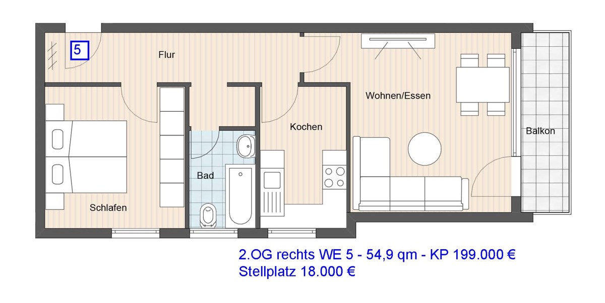 2 Zimmer Wohnung in Wohn-und Geschäftshaus in Ostfildern-Scharnhausen - 05_WE Expose Grundriss (9990)