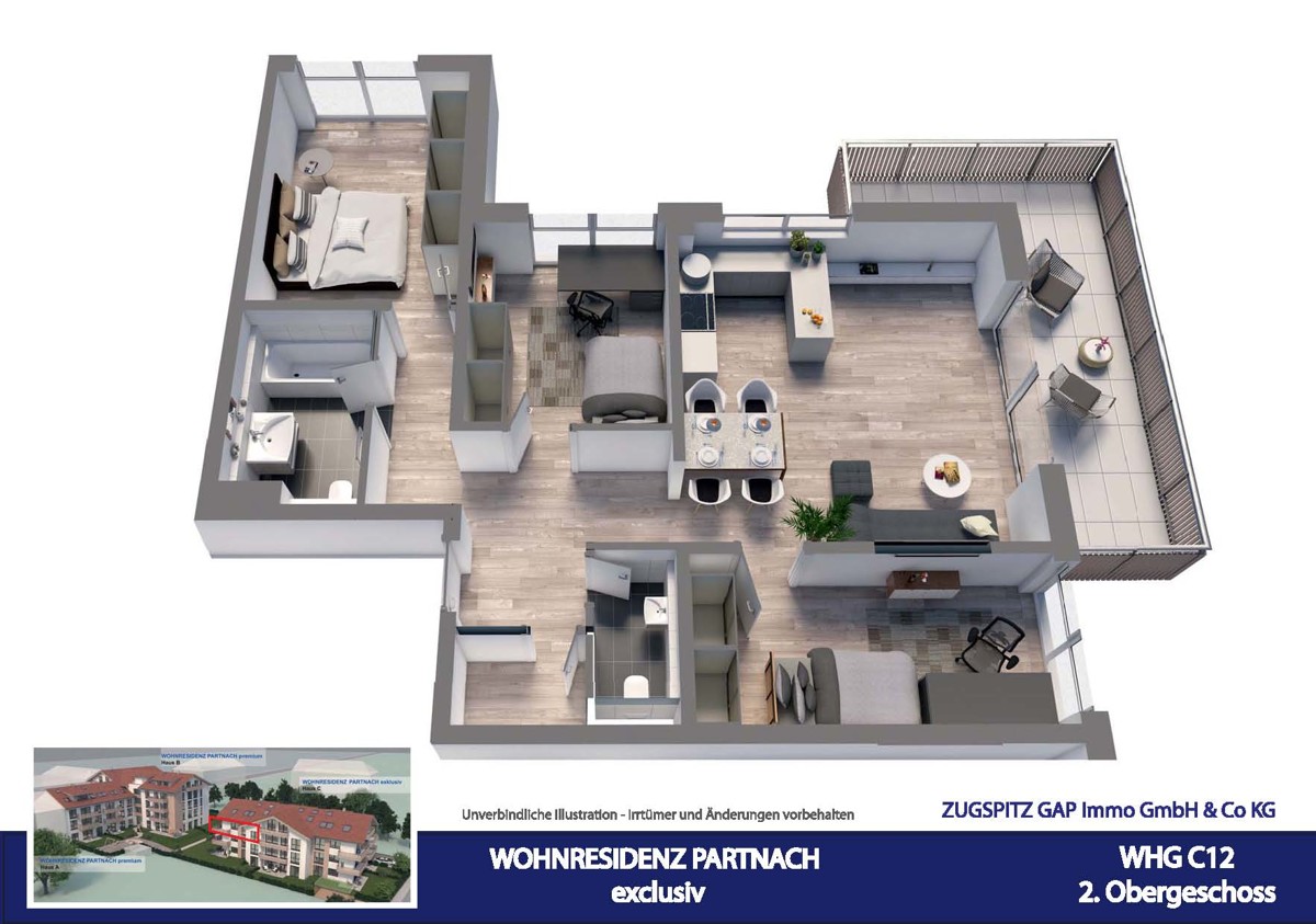 WOHNRESIDENZ PARTNACH - 4 Zi Wohnung - C12 - Animation C12 (14047)