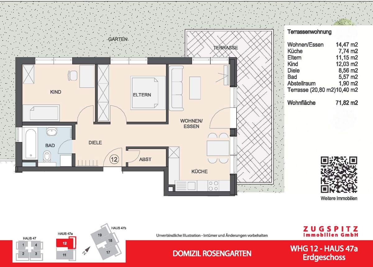 DOMIZIL ROSENGARTEN -3 Zi MIT FERIENWOHNUNG NUTZUNG -WHG12 - WHG 12 Grundriss 2D (12830)