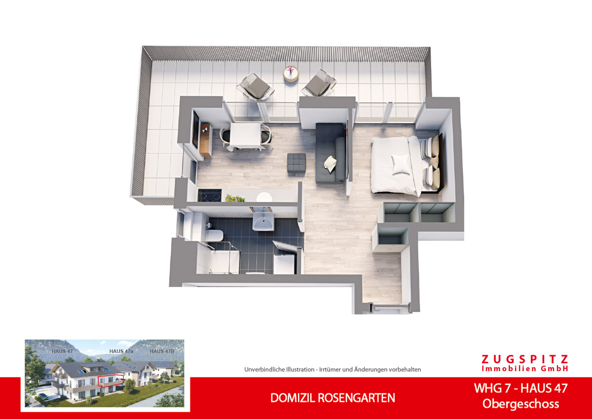 DOMIZIL ROSENGARTEN -2 Zi MIT FERIENWOHNUNG NUTZUNG -WHG07 - WHG-7_3D Grundriss (10426)