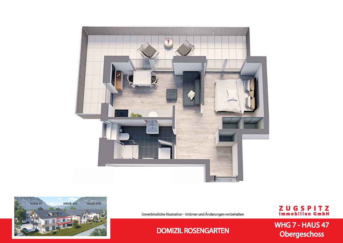 Domizil Rosengarten | 2.Zi. Wohnung mit Balkon | WHG07 - WHG 07 Animation 3D (14888)