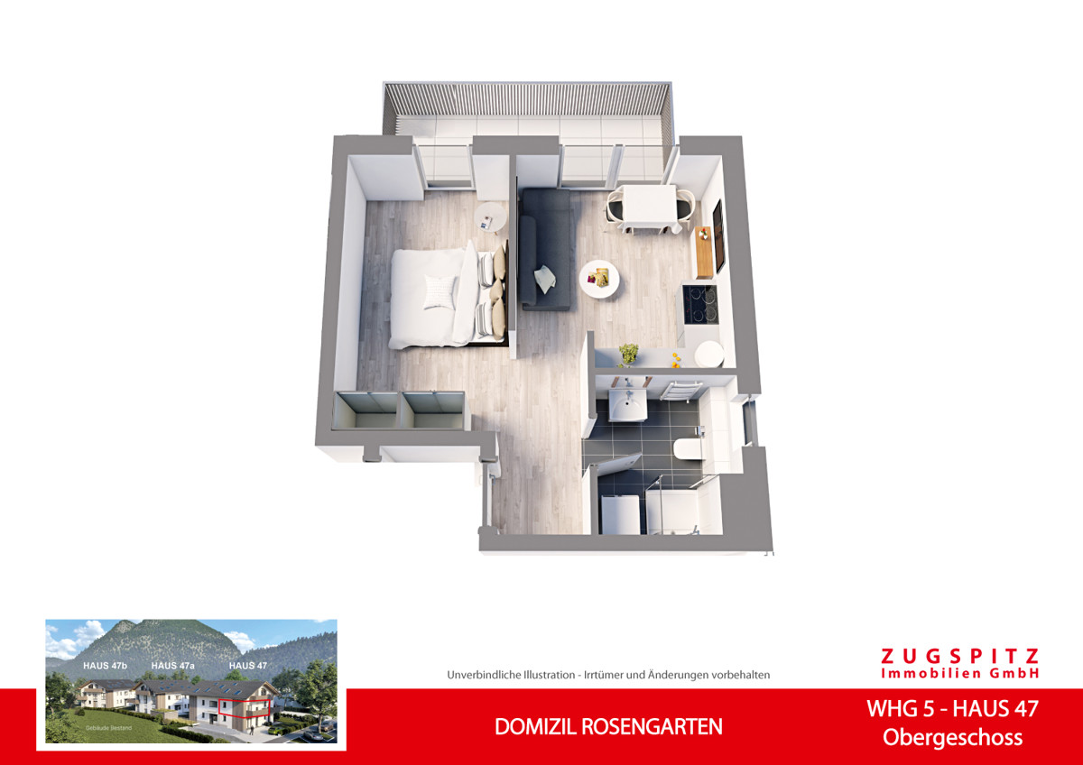 DOMIZIL ROSENGARTEN -2 Zi MIT FERIENWOHNUNG NUTZUNG -WHG05 - WHG-5_3D Grundriss (10413)