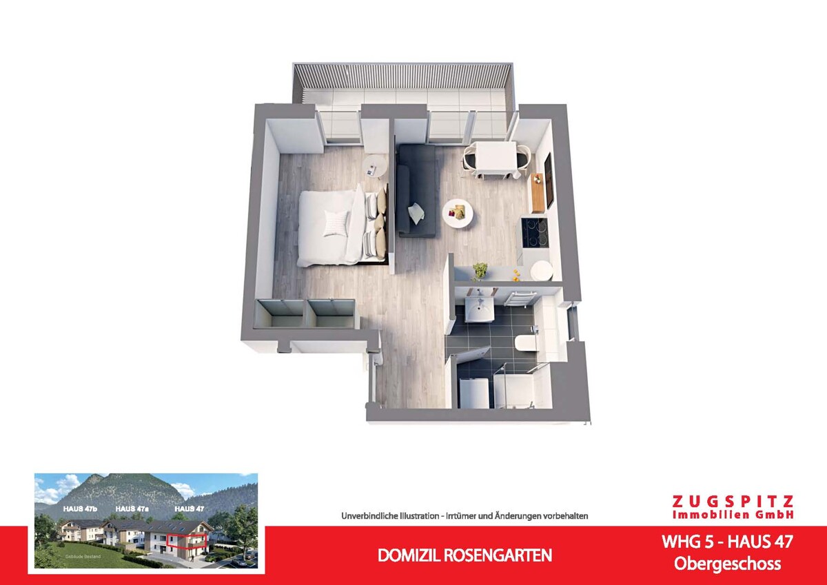 Domizil Rosengarten | 2.Zi. Wohnung mit Balkon | WHG05 - WHG 05 Animation 3D (14937)