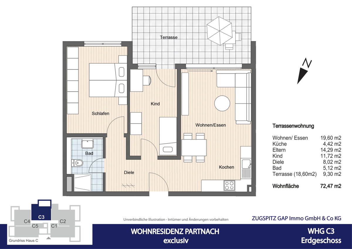 WOHNRESIDENZ PARTNACH - 3 Zi Wohnung - C03 - Grundriss C03 (10704)