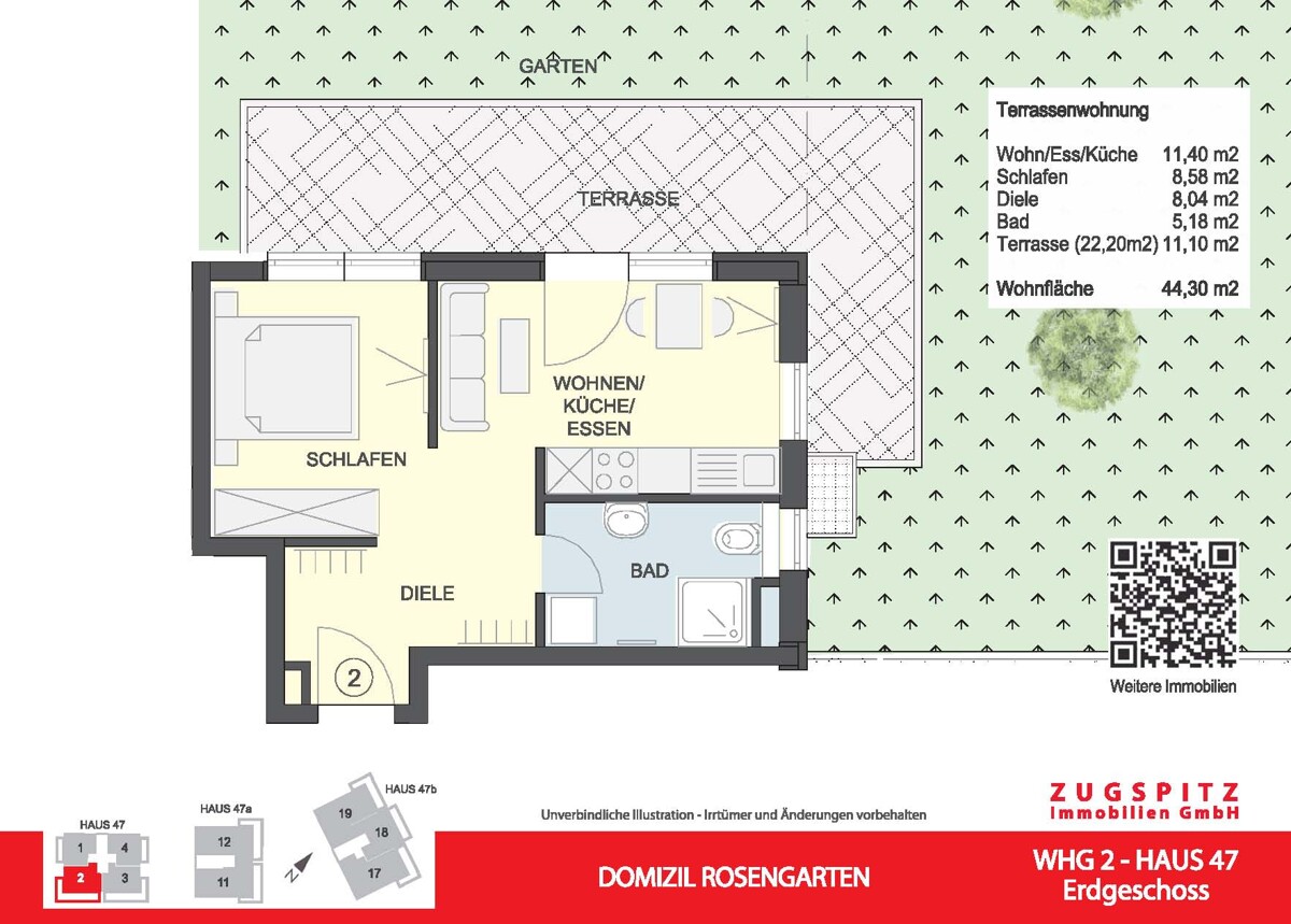 Domizil Rosengarten | 2.Zi. Terrassenwohnung | WHG02 - WHG 02 WHG Grundriss 2D (14915)