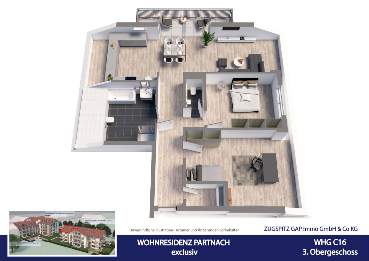 WOHNRESIDENZ PARTNACH - 3 Zi Wohnung - C16 - Animation C16 (11118)