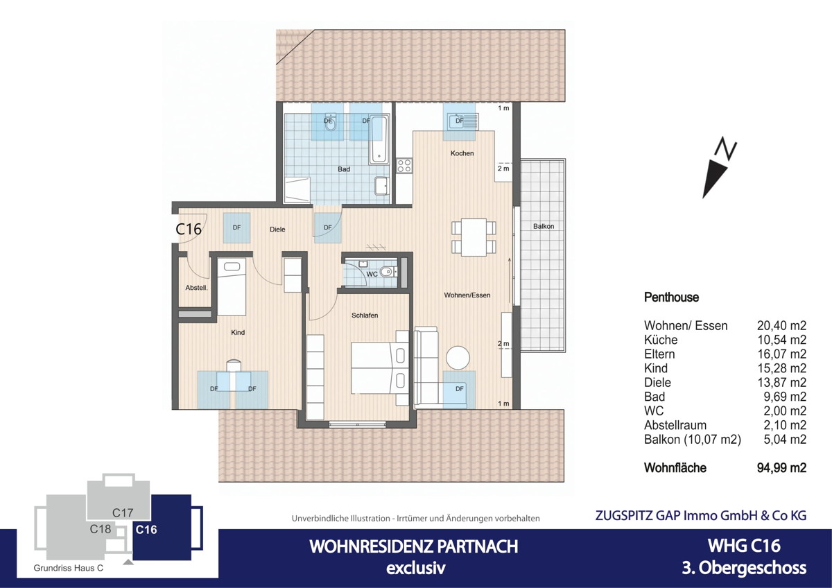 WOHNRESIDENZ PARTNACH - 3 Zi Wohnung - C16 - Grundriss C16 (11119)