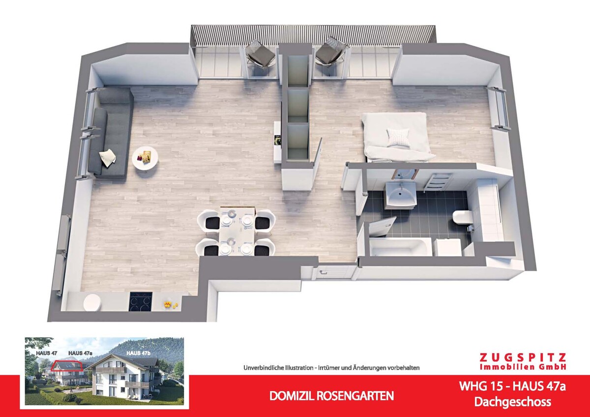DOMIZIL ROSENGARTEN -2 Zi Wohnung -WHG15 - WHG 15 Animation 3D (12858)