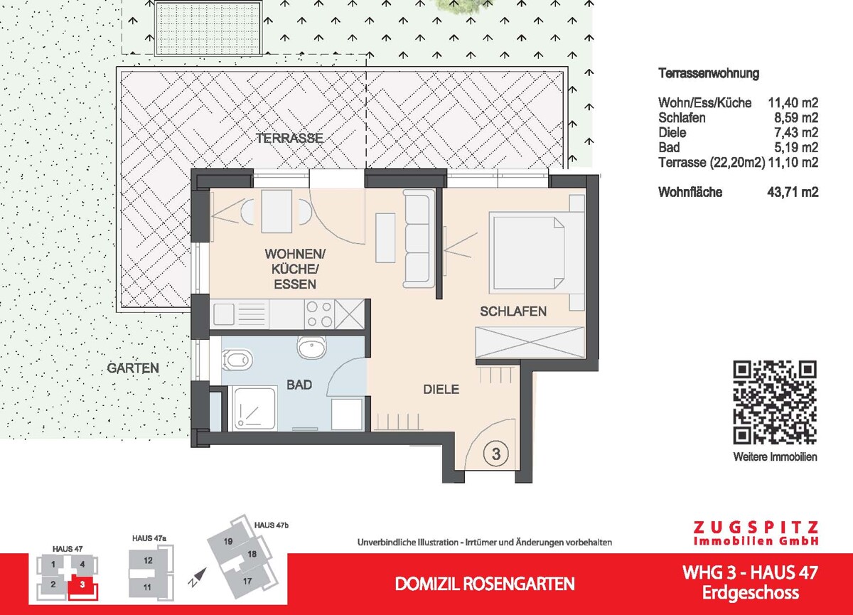 Domizil Rosengarten | 2.Zi. Terrassenwohnung | WHG03 - WHG 03 Grundriss 2D (14922)