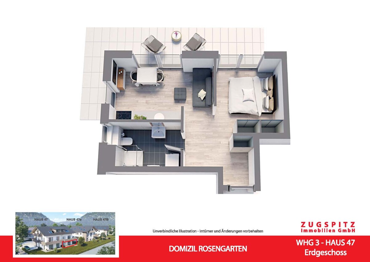 Domizil Rosengarten | 2.Zi. Terrassenwohnung | WHG03 - WHG 03 Animation 3D (14923)
