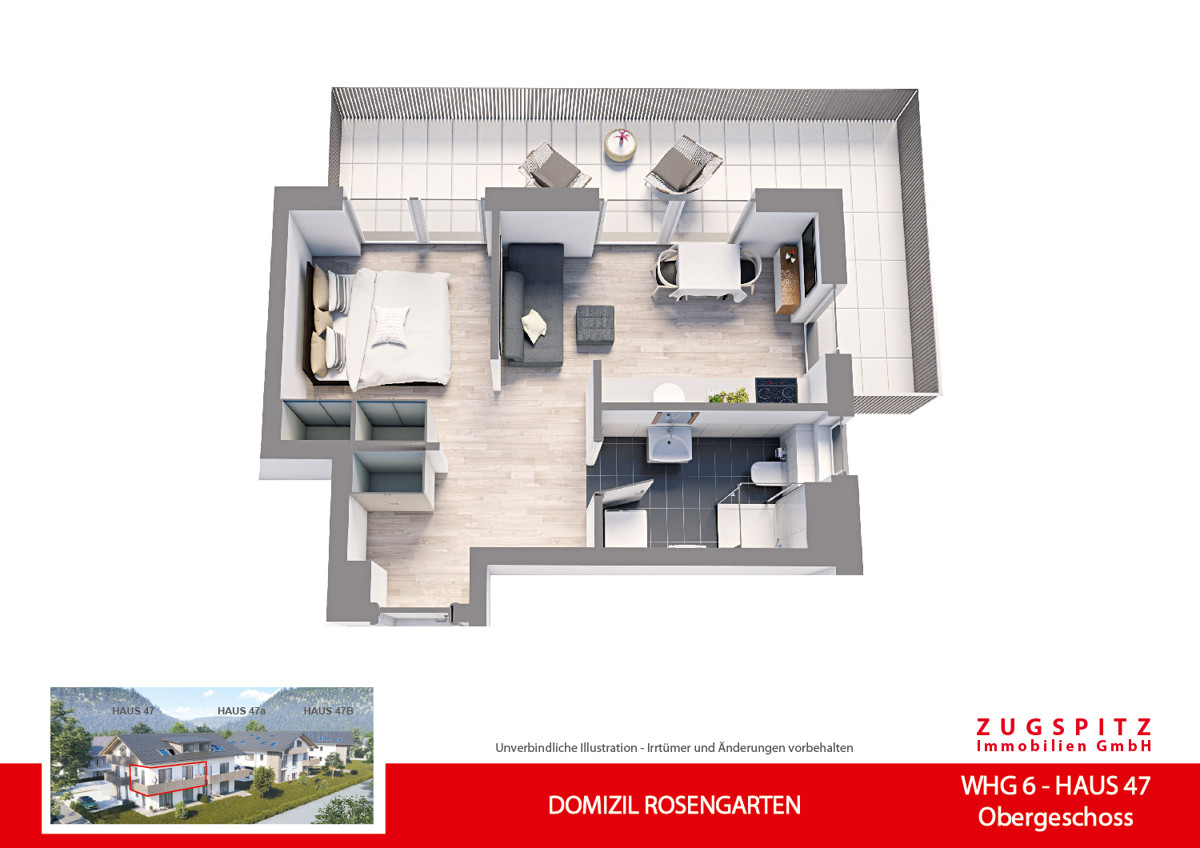 DOMIZIL ROSENGARTEN -2 Zi MIT FERIENWOHNUNG NUTZUNG -WHG06 - WHG-6_3D Grundriss (10417)