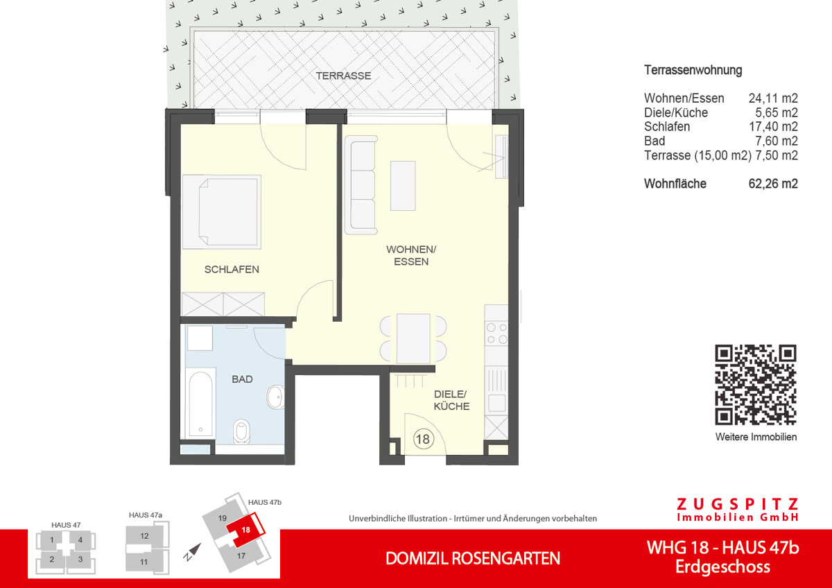 DOMIZIL ROSENGARTEN -2 Zi Wohnung -WHG18 - WHG-18_2D Grundriss (9426)