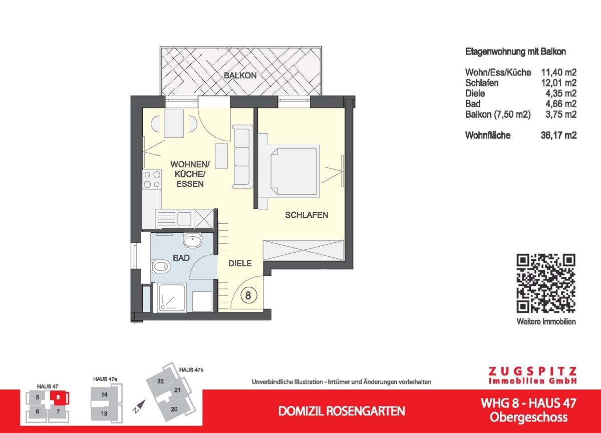 Domizil Rosengarten | 2.Zi. Wohnung mit Balkon | WHG08 - WHG 08Grundriss 2D (14894)