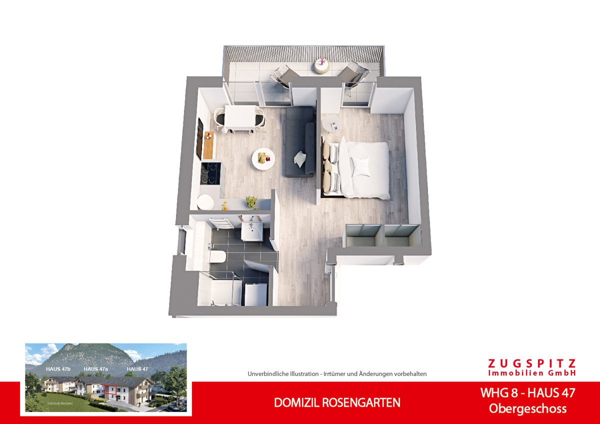 DOMIZIL ROSENGARTEN -2 Zi MIT FERIENWOHNUNG NUTZUNG -WHG08 - WHG-8_3D Grundriss (10431)