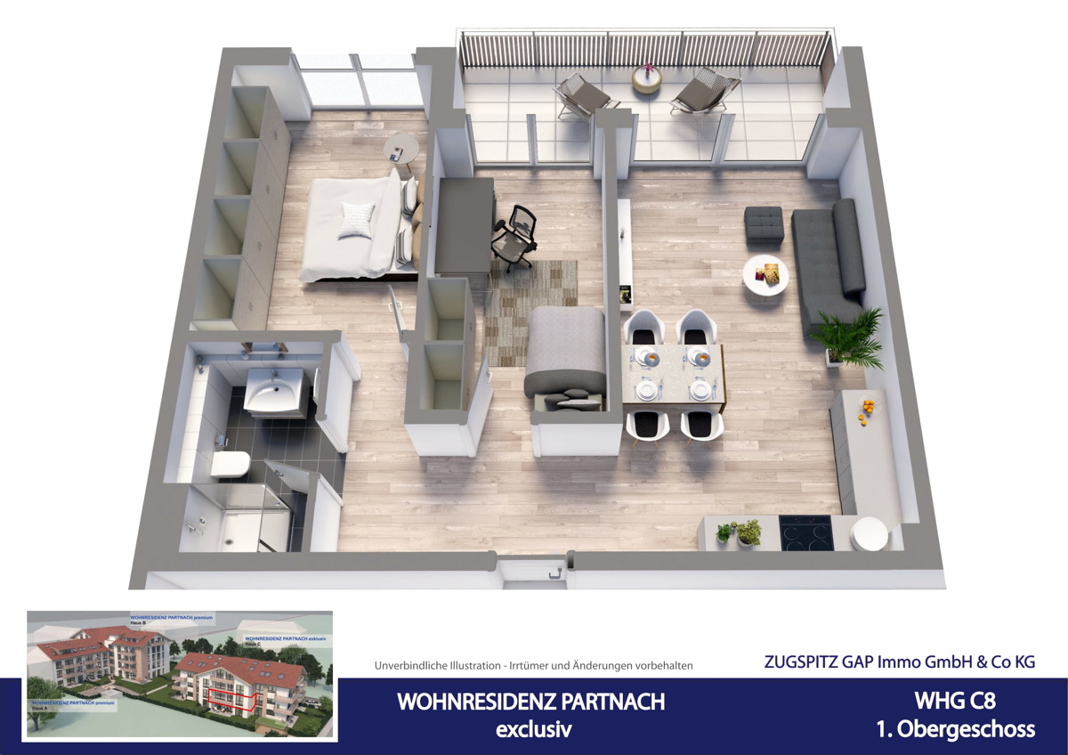 WOHNRESIDENZ PARTNACH - 3 Zi Wohnung - C08 - Animation C8 (10767)