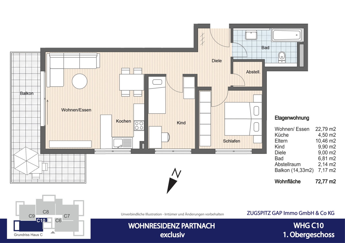 WOHNRESIDENZ PARTNACH - 3 Zi Wohnung - C10 - Grundriss C10 (10794)