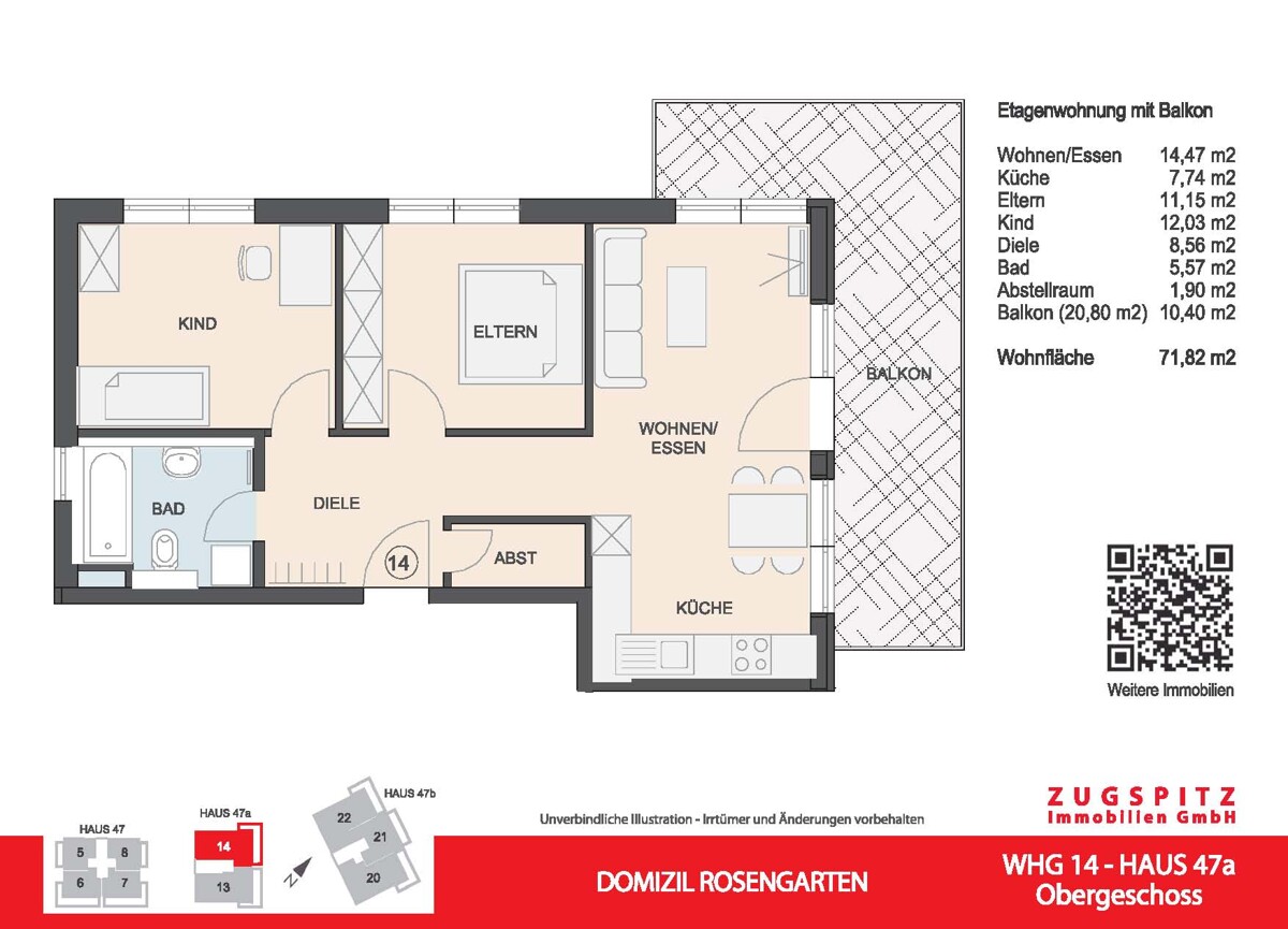 DOMIZIL ROSENGARTEN -3 Zi MIT FERIENWOHNUNG NUTZUNG -WHG14 - WHG 14 Grundriss 2D (12849)