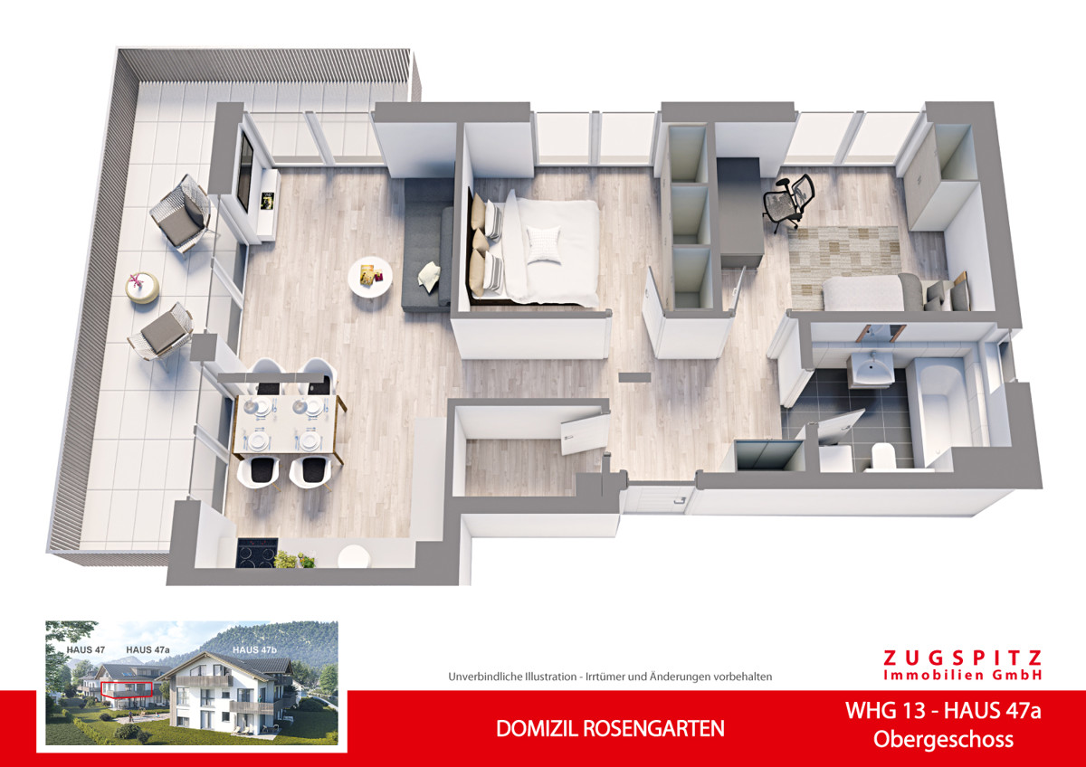 DOMIZIL ROSENGARTEN -3 Zi MIT FERIENWOHNUNG NUTZUNG -WHG13 - WHG-13_3D Grundriss (10461)