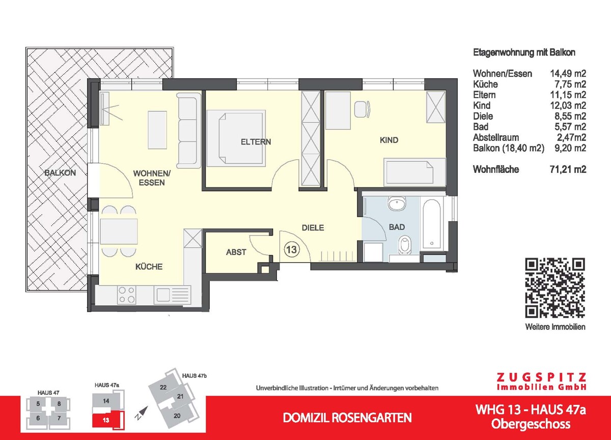 DOMIZIL ROSENGARTEN -3 Zi MIT FERIENWOHNUNG NUTZUNG -WHG13 - WHG 13 Grundriss 2D (12839)