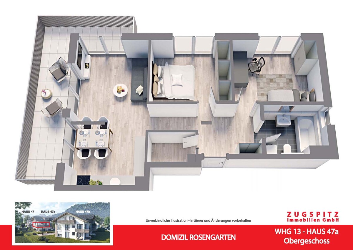 DOMIZIL ROSENGARTEN -3 Zi MIT FERIENWOHNUNG NUTZUNG -WHG13 - WHG 13Animation 3D (12840)
