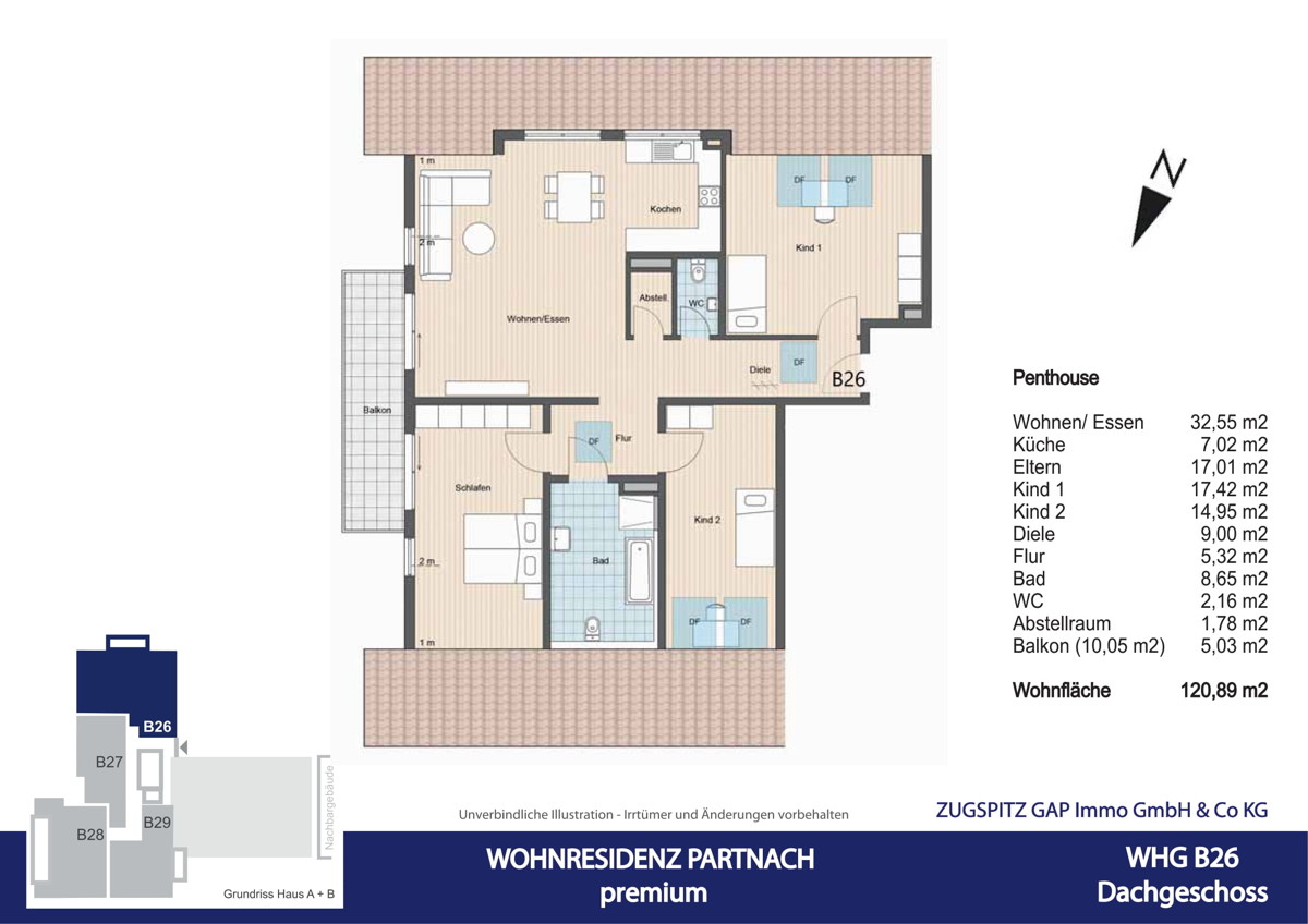 WOHNRESIDENZ PARTNACH - 4 Zi Wohnung - B26 - Grundriss B26 (10661)