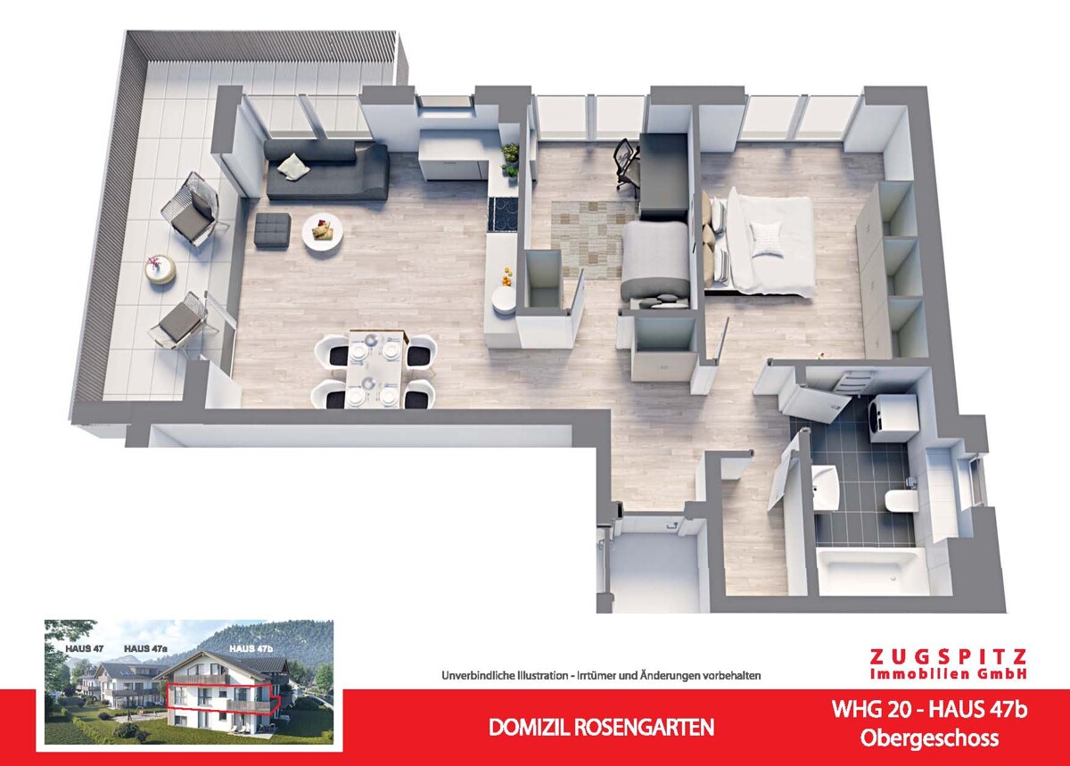 DOMIZIL ROSENGARTEN -3 Zi Wohnung -WHG20 - WHG 20 Animation 3D (12907)