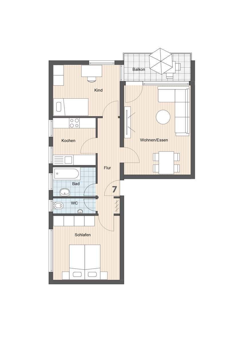 3 Zimmer Wohnung in Wohn-und Geschäftshaus in Ostfildern-Scharnhausen - WE 07 (10029)