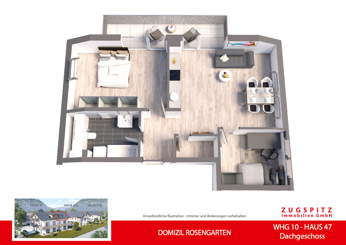 DOMIZIL ROSENGARTEN -3 Zi MIT FERIENWOHNUNG NUTZUNG -WHG10 - WHG-10_3D Grundriss (10382)