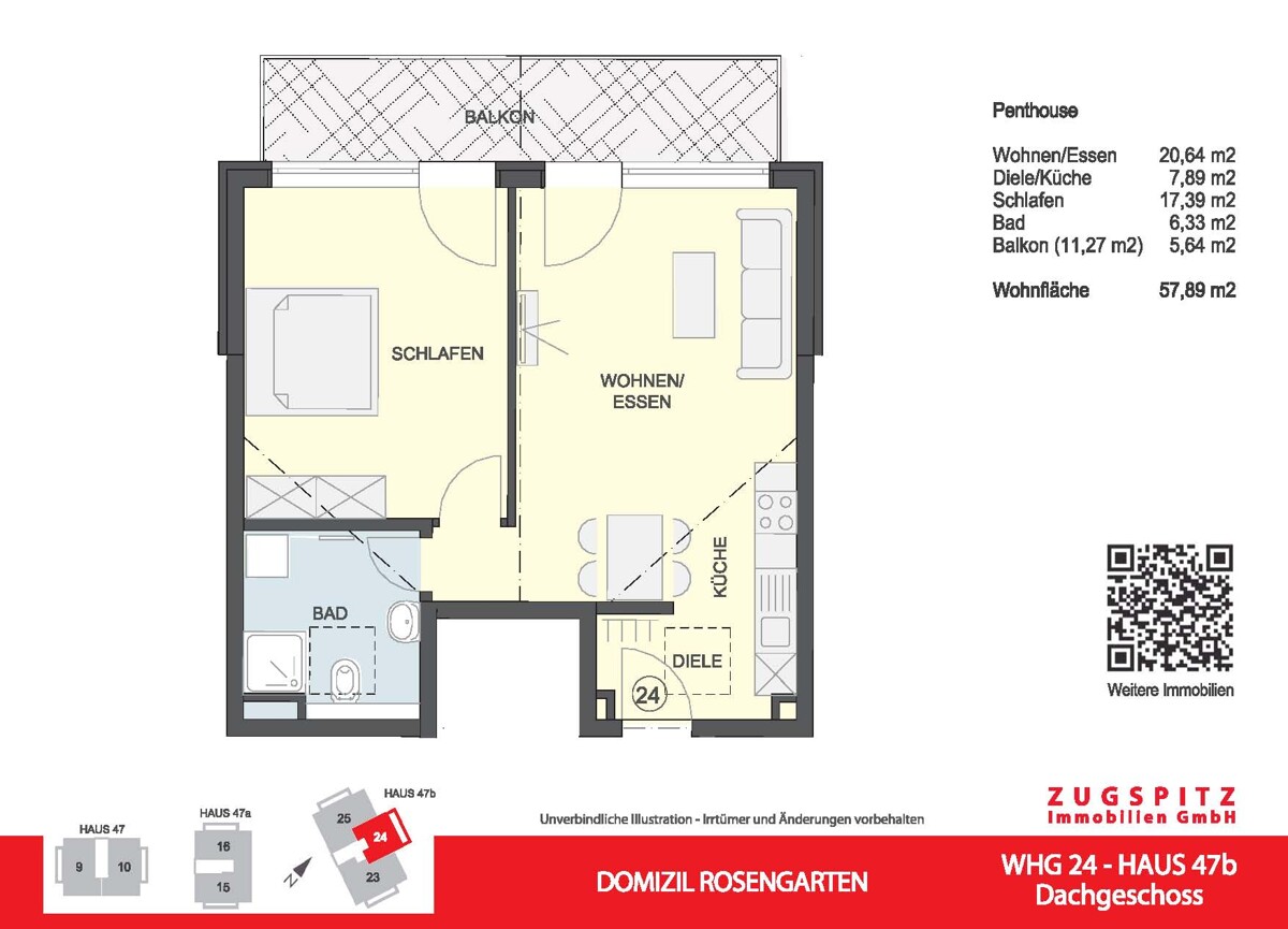 DOMIZIL ROSENGARTEN -2 Zi Wohnung -WHG24 - WHG 24 Grundriss 2D (12937)