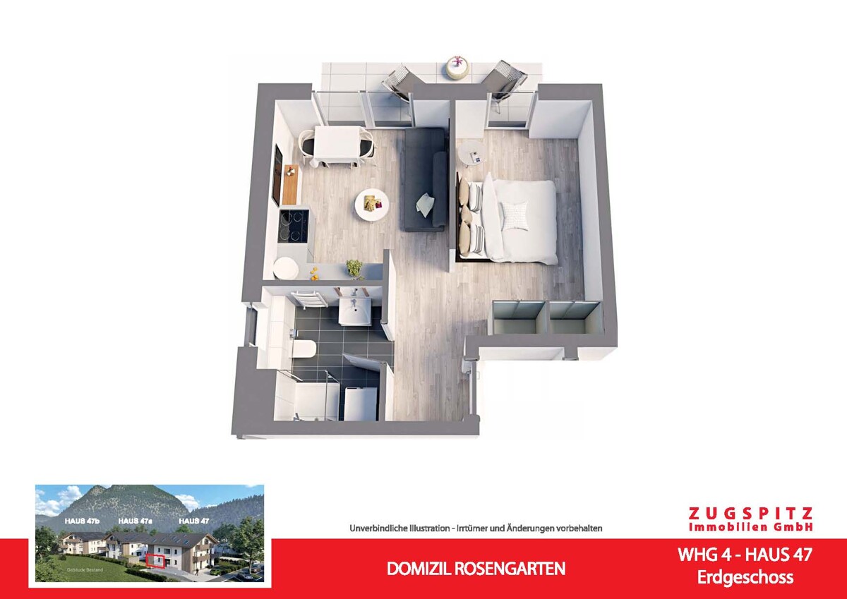 Domizil Rosengarten | 2.Zi. Terrassenwohnung | WHG04 - WHG 04 Animation 3D (14930)