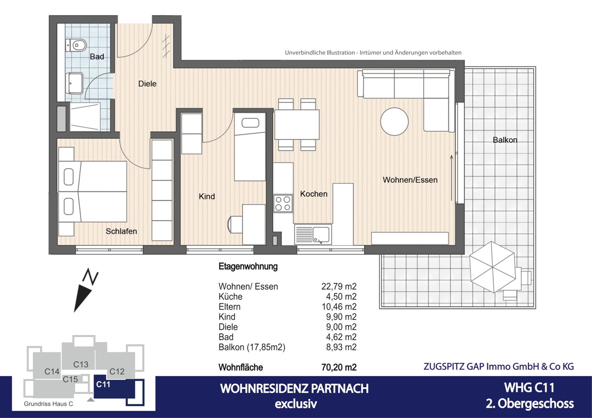 WOHNRESIDENZ PARTNACH - 3 Zi Wohnung - C11 - Grundriss C11 (11082)