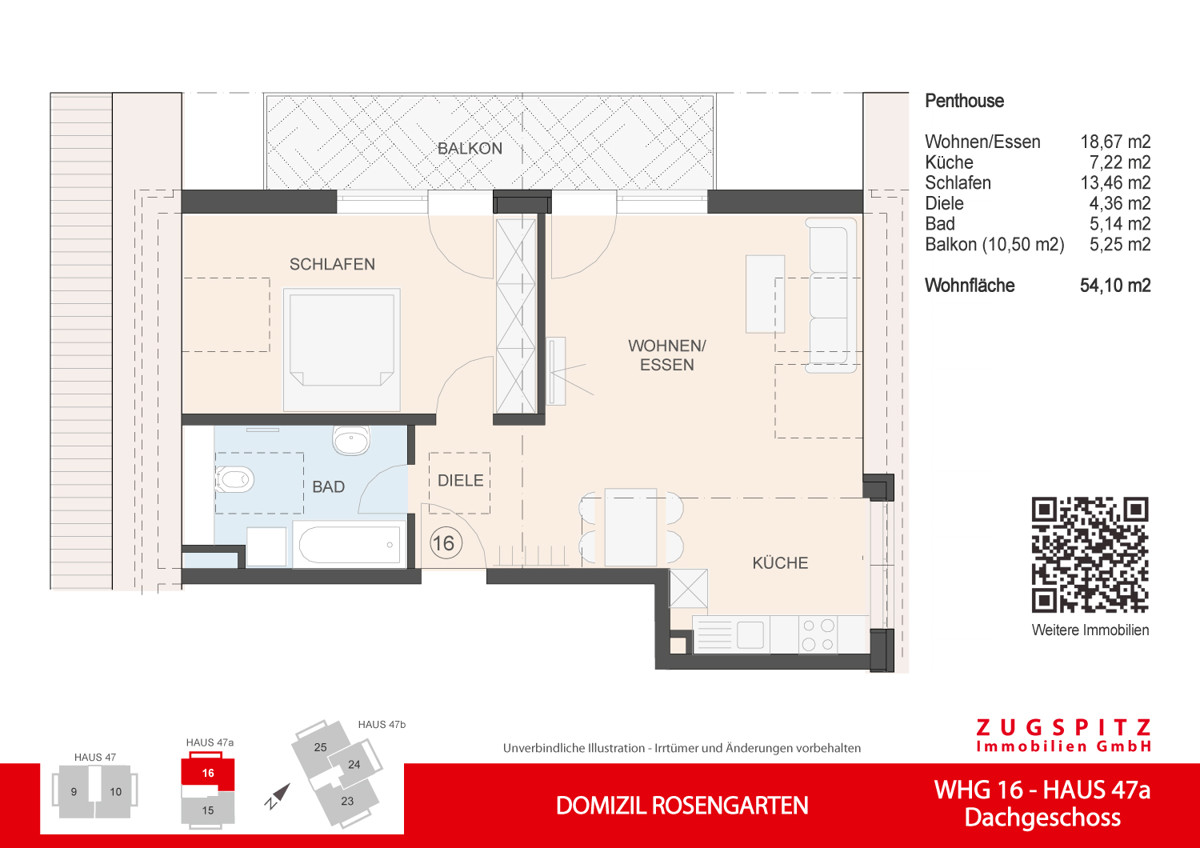 DOMIZIL ROSENGARTEN -2 Zi Wohnung -WHG16 - WHG-16_2D Grundriss (9412)