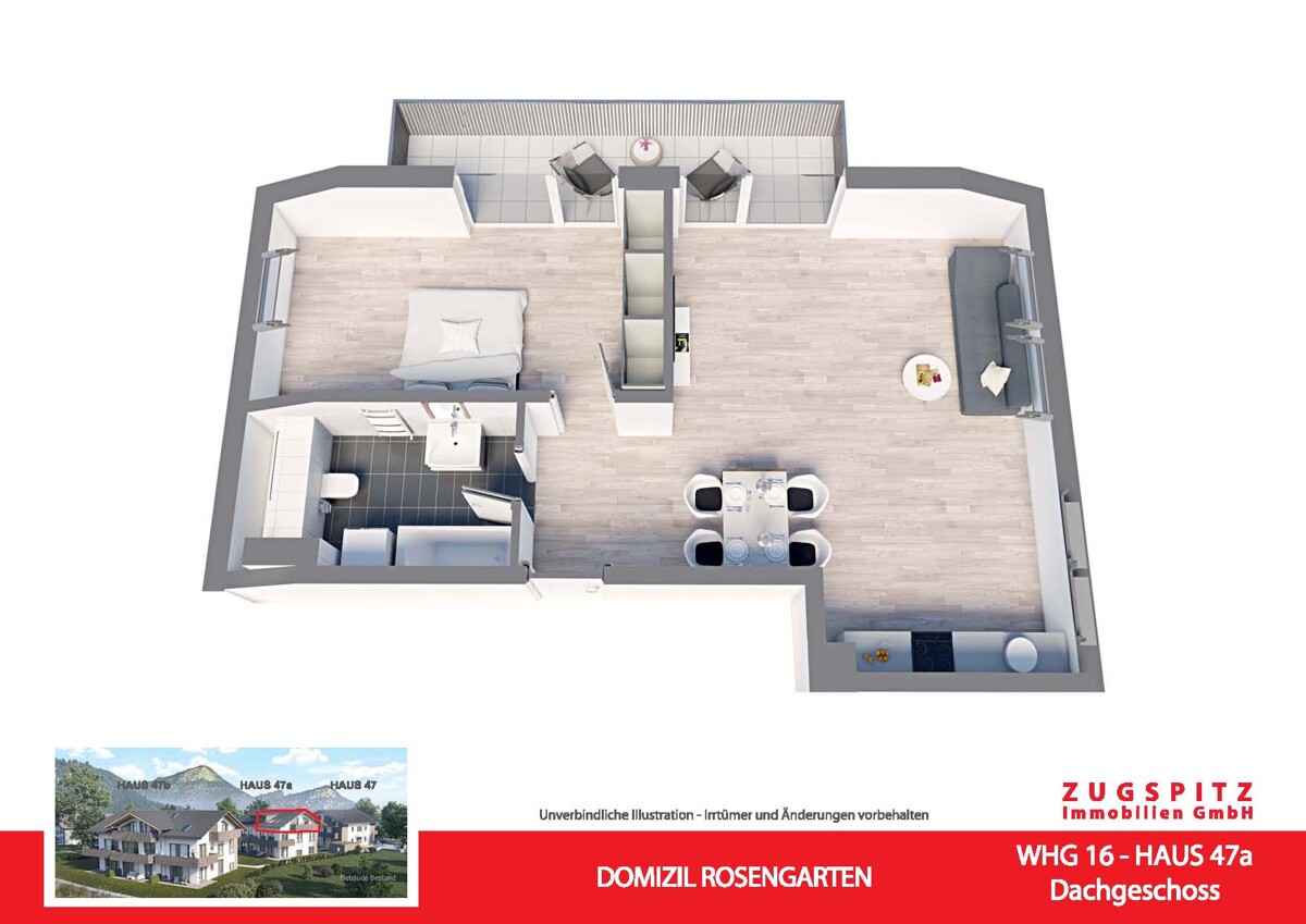 DOMIZIL ROSENGARTEN -2 Zi Wohnung -WHG16 - WHG 16 Animation 3D (12868)