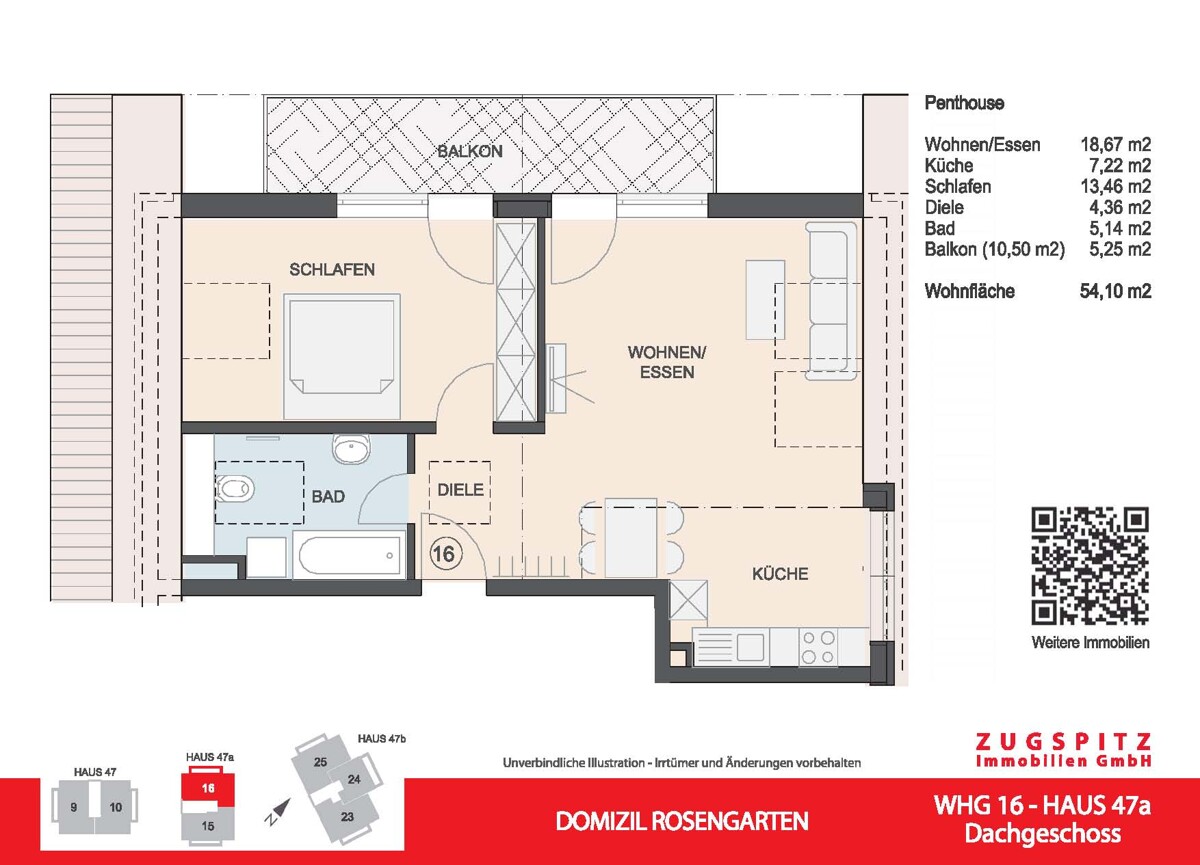 DOMIZIL ROSENGARTEN -2 Zi Wohnung -WHG16 - WHG 16 Grundriss 2D (12867)