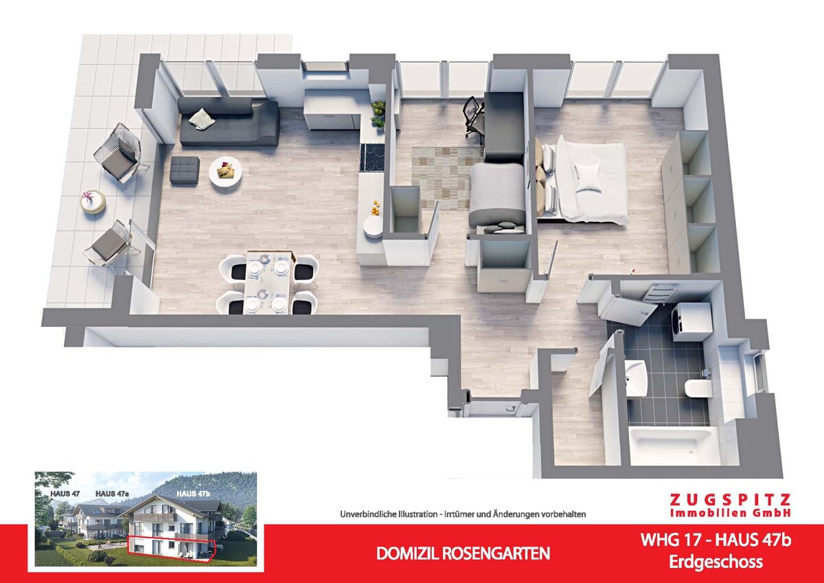 DOMIZIL ROSENGARTEN -3 Zi Wohnung -WHG17 - WHG 17 Animation 3D (12877)