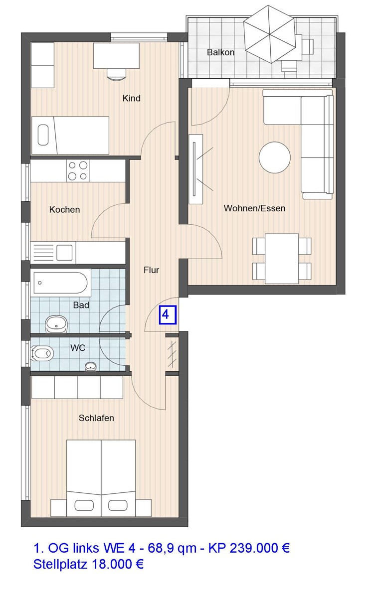 3 Zimmer Wohnung in Wohn-und Geschäftshaus in Ostfildern-Scharnhausen - 04_WE Expose Grundriss (9973)