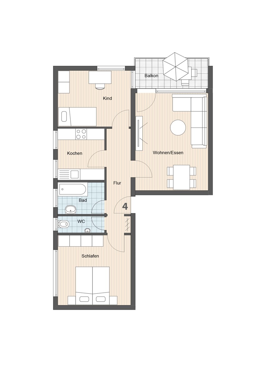 3 Zimmer Wohnung in Wohn-und Geschäftshaus in Ostfildern-Scharnhausen - WE 04 (9968)