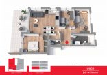 3-Zimmer-Wohnung, Terrasse, eigener Garten, Küche, voll möbliert, Einzel-Garage - 3D Grundriss WHG1