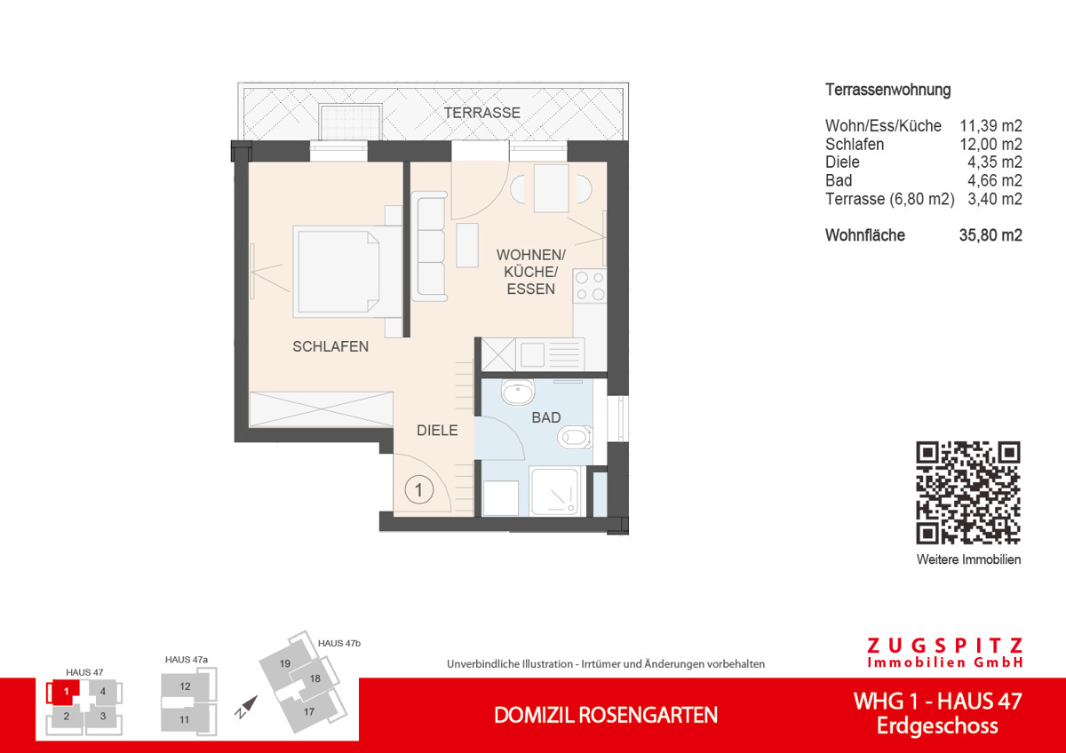 DOMIZIL ROSENGARTEN -2 Zi MIT FERIENWOHNUNG NUTZUNG -WHG01 - WHG-1_2D Grundriss (11704)