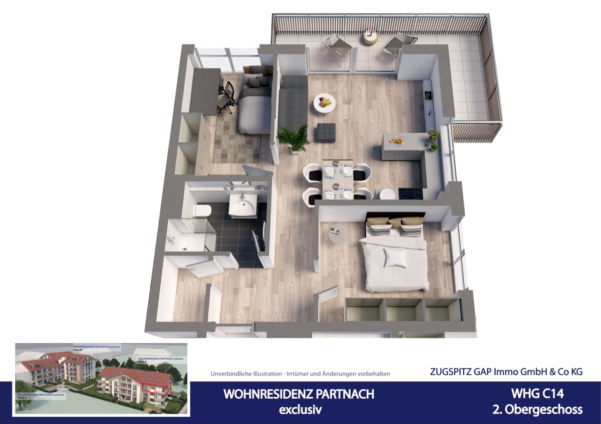 WOHNRESIDENZ PARTNACH - 3 Zi Wohnung - C14 - Animation C14 (10844)