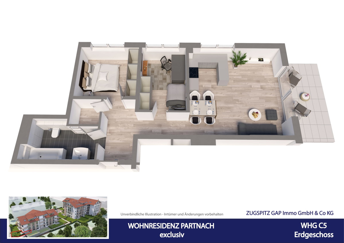 WOHNRESIDENZ PARTNACH - 3 Zi Wohnung - C05 - Animation C05 (13575)