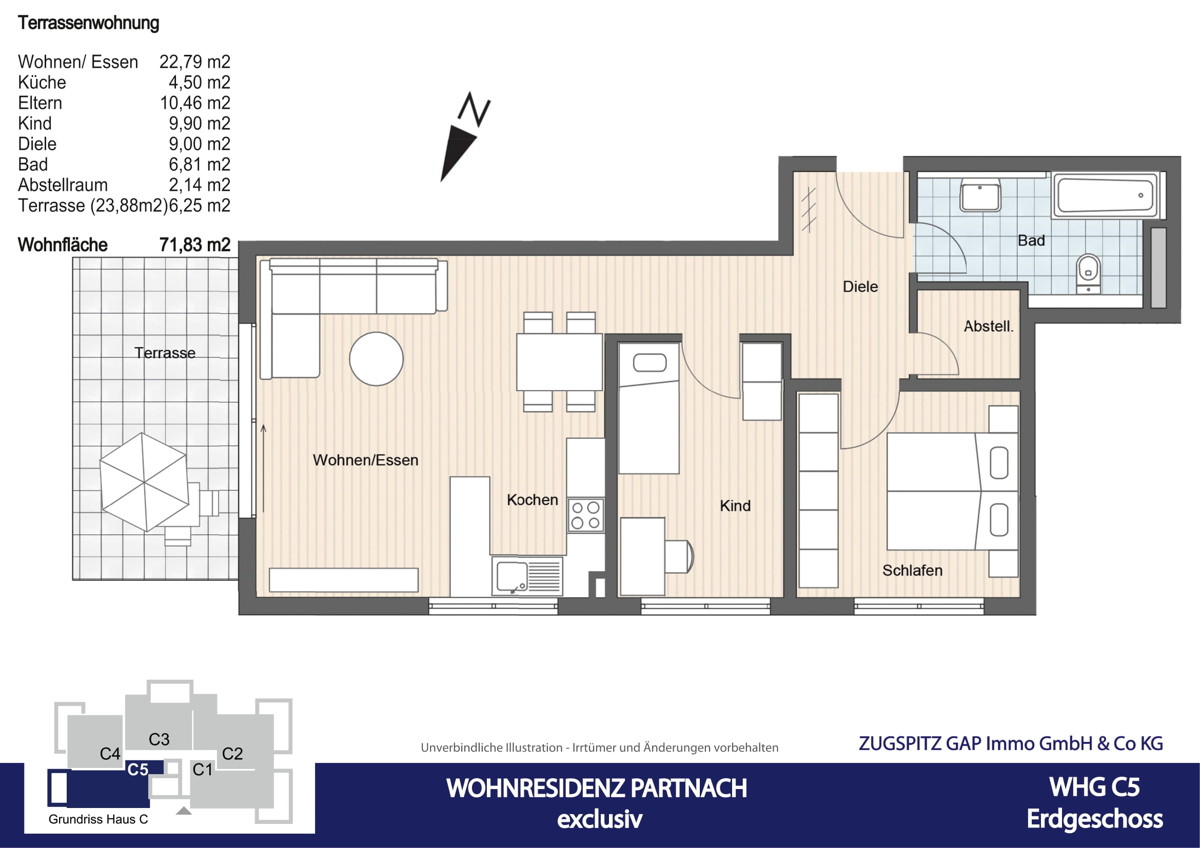 WOHNRESIDENZ PARTNACH - 3 Zi Wohnung - C05 - Grundriss C05 (13576)